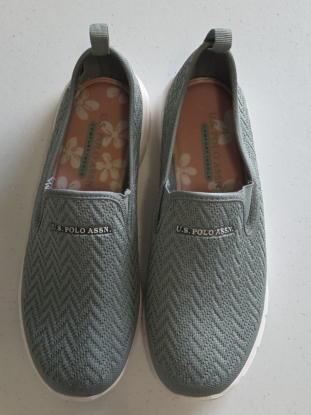 U.S. Polo Assn. Women’s Comfort Insoles Slip-On Knit Textured in Sage Green US 9